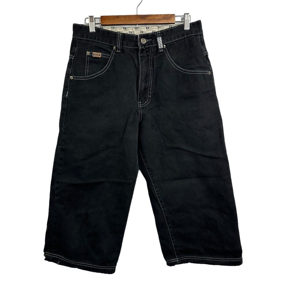PACO JEANS Black Bermuda Denim Shorts Jorts Mens Vintage 90s Size 32‎